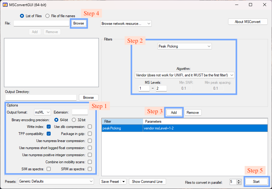 Fig. 1. MSConvert GUI